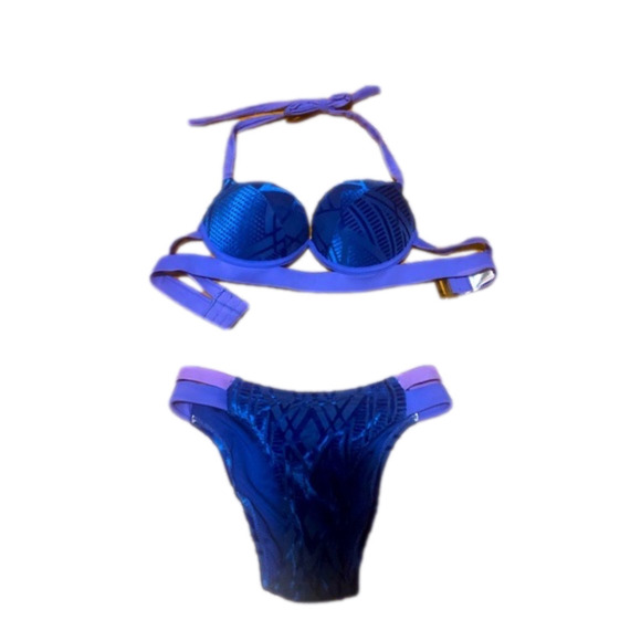 TERES two piece bikini padded top purchased in Easter Europe royal blue - Picture 1 of 5